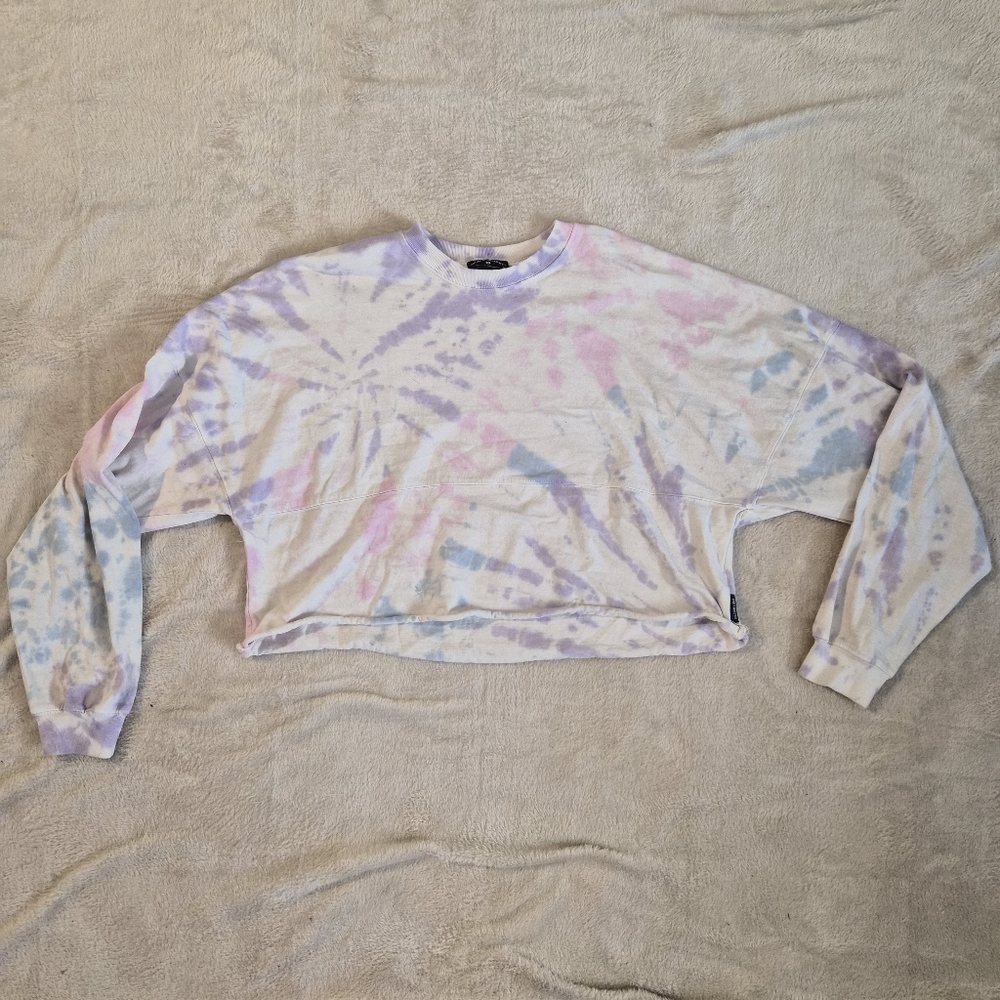 Womens Nashville Music City Tie-Dye Cropped Spirit Jersey Sweater Medium.